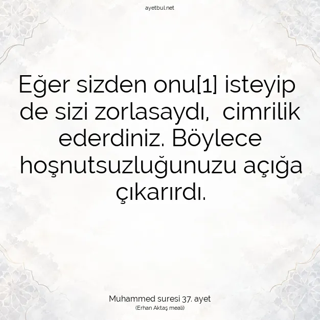 Ayetbul | Kuran Mealleri | Quran | Muhammed suresi 37. ayet