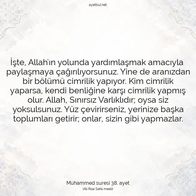 Ayetbul | Kuran Mealleri | Quran | Muhammed suresi 38. ayet