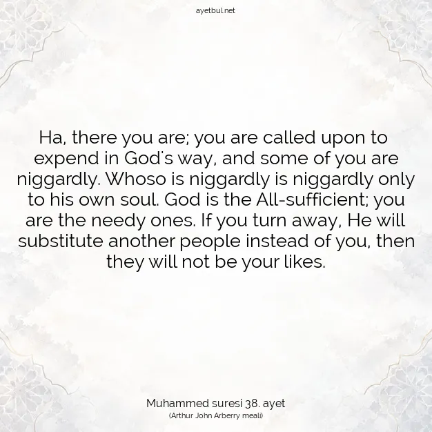 Ayetbul | Kuran Mealleri | Quran | Muhammed suresi 38. ayet