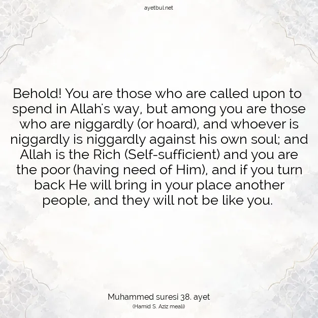 Ayetbul | Kuran Mealleri | Quran | Muhammed suresi 38. ayet