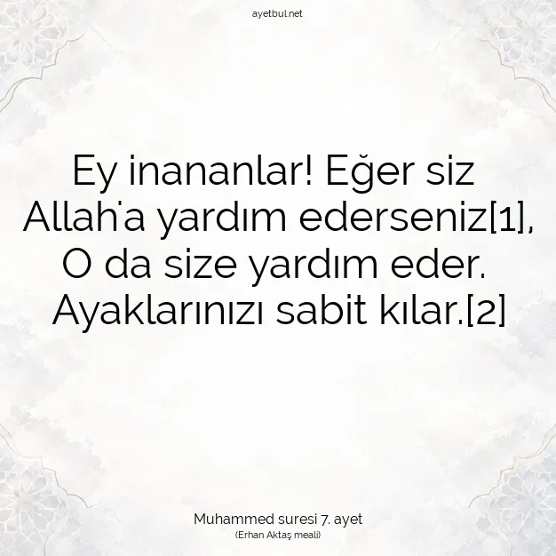 Ayetbul | Kuran Mealleri | Quran | Muhammed suresi 7. ayet