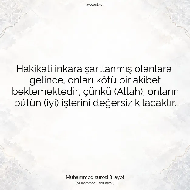 Ayetbul | Kuran Mealleri | Quran | Muhammed suresi 8. ayet