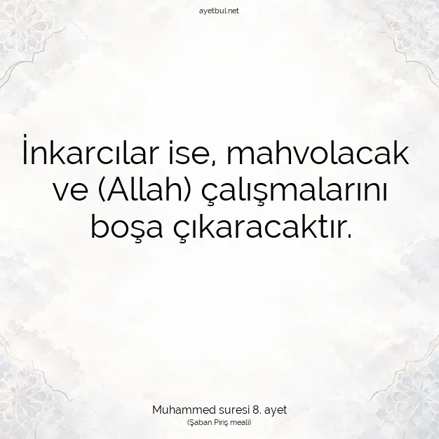 Ayetbul | Kuran Mealleri | Quran | Muhammed suresi 8. ayet