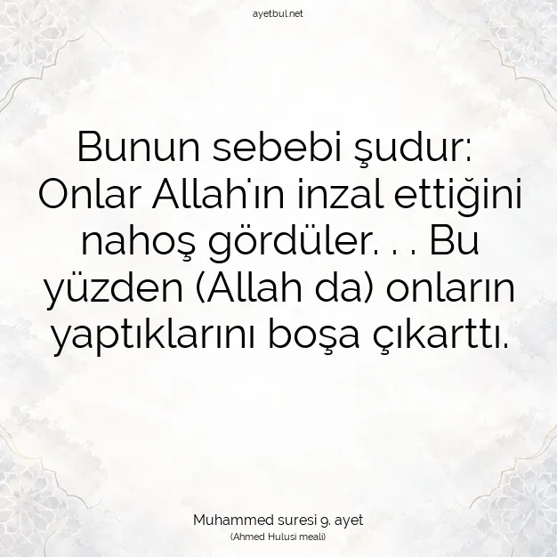 Ayetbul | Kuran Mealleri | Quran | Muhammed suresi 9. ayet