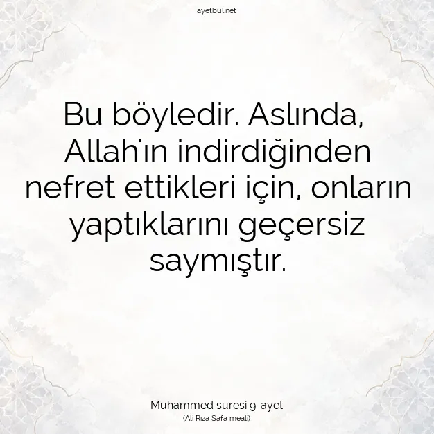 Ayetbul | Kuran Mealleri | Quran | Muhammed suresi 9. ayet