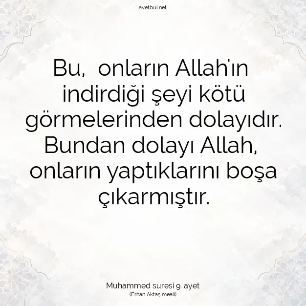 Ayetbul | Kuran Mealleri | Quran | Muhammed suresi 9. ayet