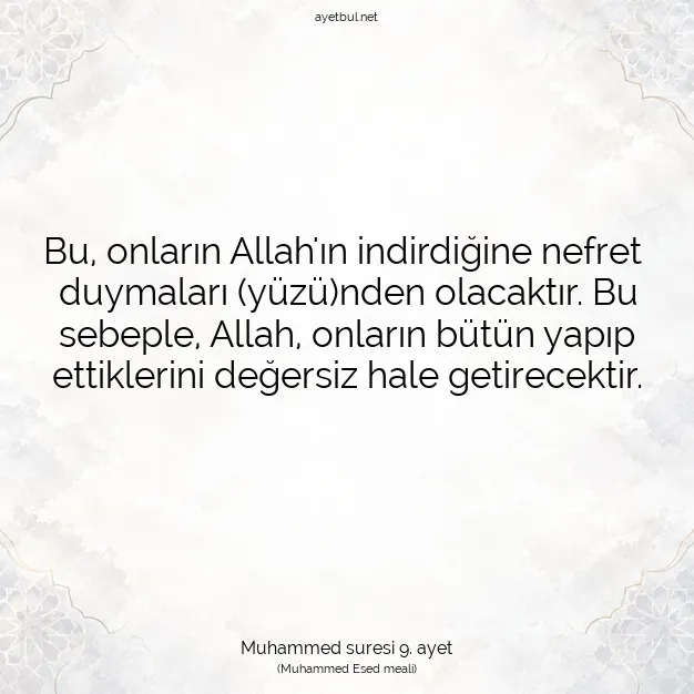 Ayetbul | Kuran Mealleri | Quran | Muhammed suresi 9. ayet