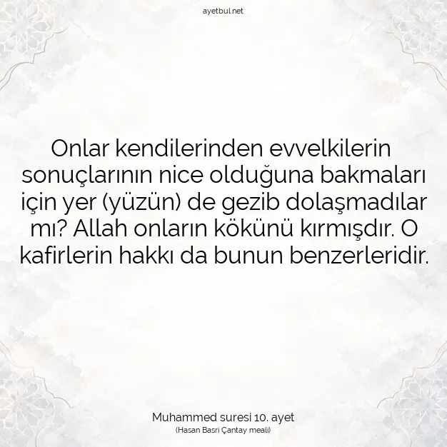 Ayetbul | Kuran Mealleri | Quran | Muhammed suresi 10. ayet