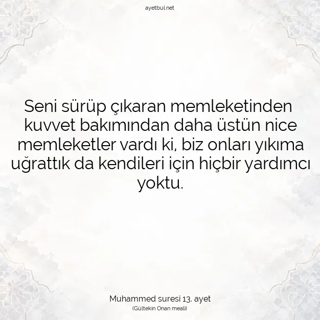 Ayetbul | Kuran Mealleri | Quran | Muhammed suresi 13. ayet