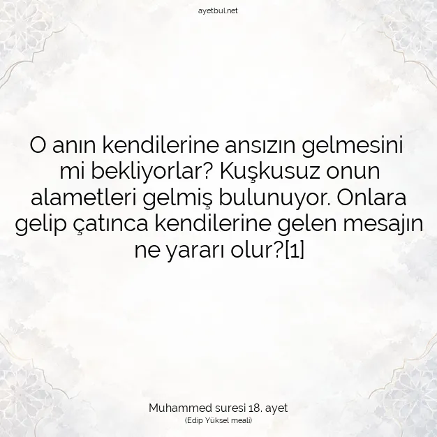 Ayetbul | Kuran Mealleri | Quran | Muhammed suresi 18. ayet