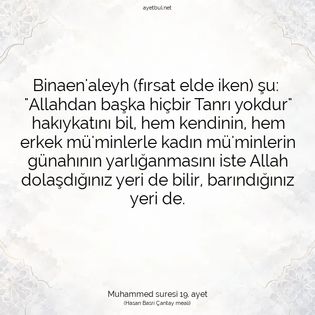Ayetbul | Kuran Mealleri | Quran | Muhammed suresi 19. ayet