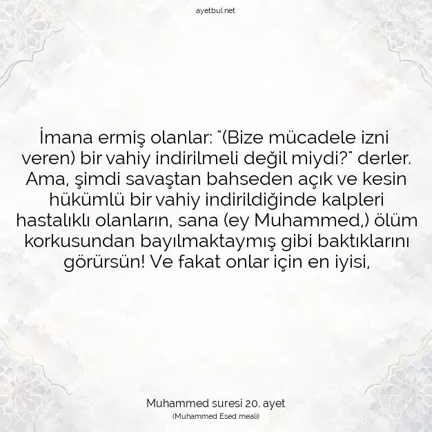 Ayetbul | Kuran Mealleri | Quran | Muhammed suresi 20. ayet