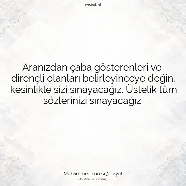 Ayetbul | Kuran Mealleri | Quran | Muhammed suresi 31. ayet