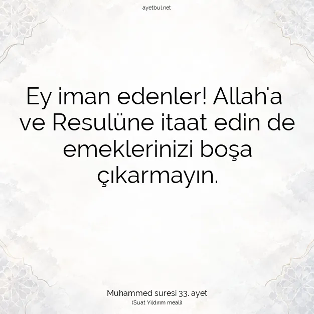 Ayetbul | Kuran Mealleri | Quran | Muhammed suresi 33. ayet