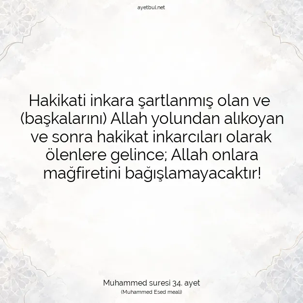 Ayetbul | Kuran Mealleri | Quran | Muhammed suresi 34. ayet