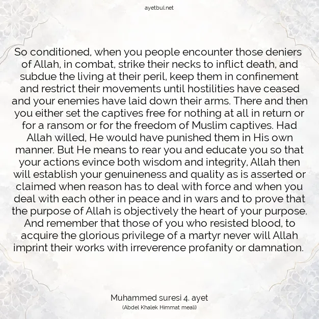 Ayetbul | Kuran Mealleri | Quran | Muhammed suresi 4. ayet