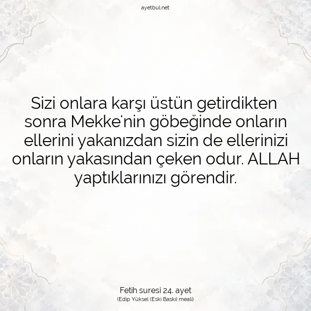 Ayetbul | Kuran Mealleri | Quran | Fetih suresi 24. ayet