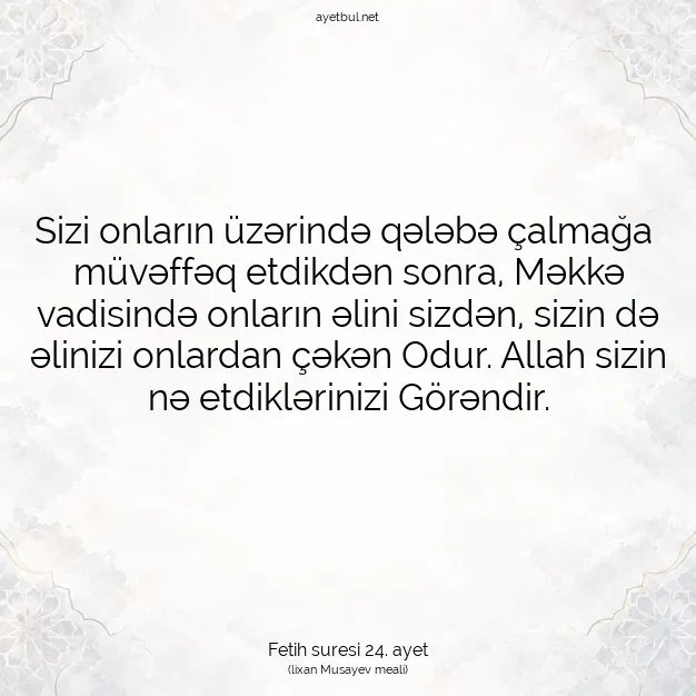 Ayetbul | Kuran Mealleri | Quran | Fetih suresi 24. ayet