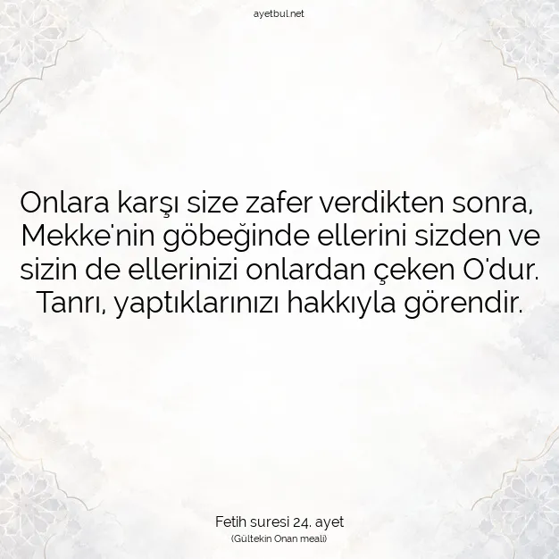 Ayetbul | Kuran Mealleri | Quran | Fetih suresi 24. ayet