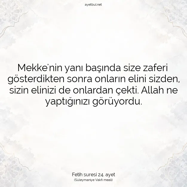 Ayetbul | Kuran Mealleri | Quran | Fetih suresi 24. ayet