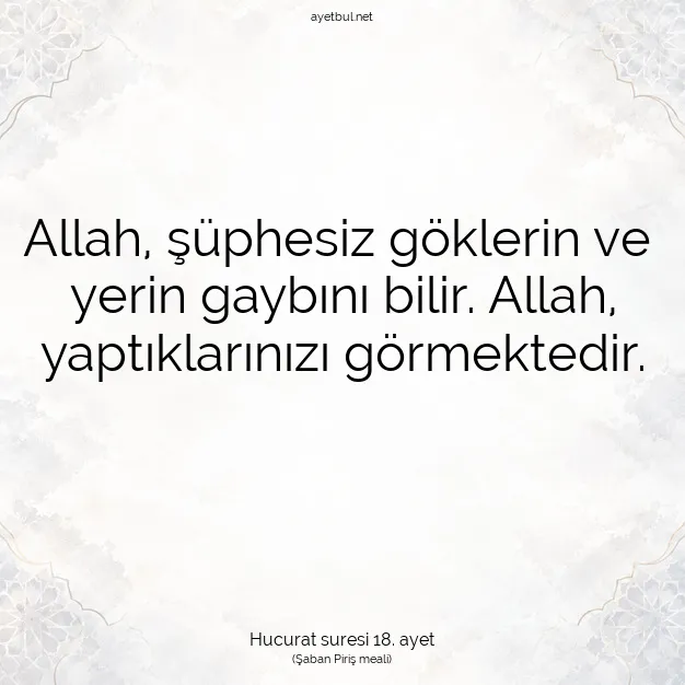 Ayetbul | Kuran Mealleri | Quran | Hucurat suresi 18. ayet