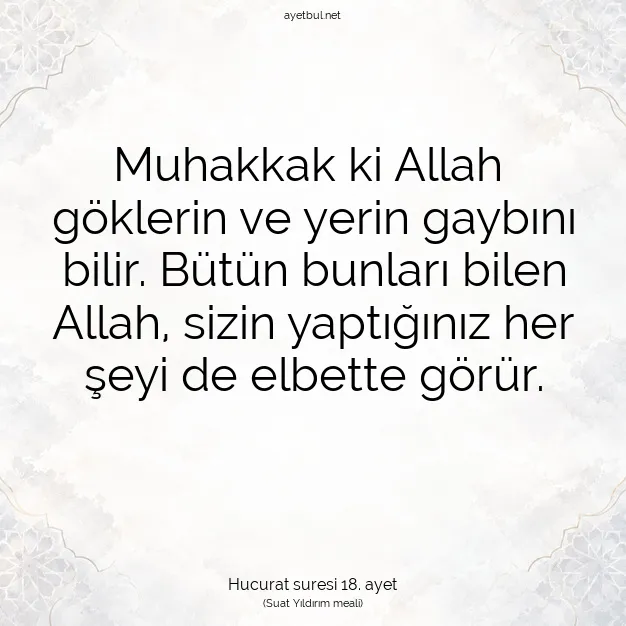 Ayetbul | Kuran Mealleri | Quran | Hucurat suresi 18. ayet