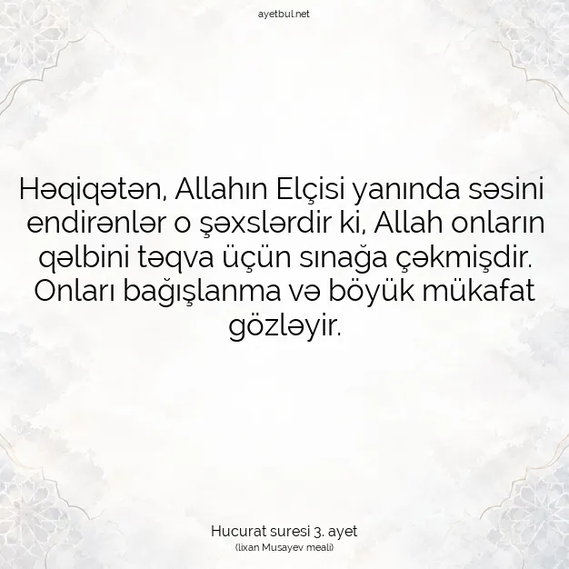 Ayetbul | Kuran Mealleri | Quran | Hucurat suresi 3. ayet