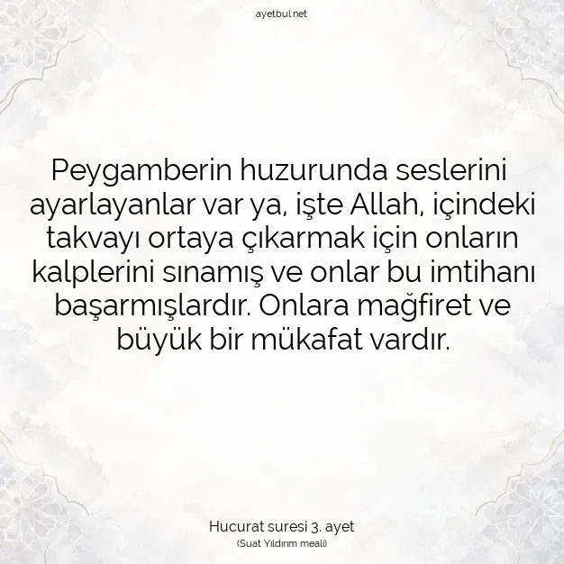 Ayetbul | Kuran Mealleri | Quran | Hucurat suresi 3. ayet