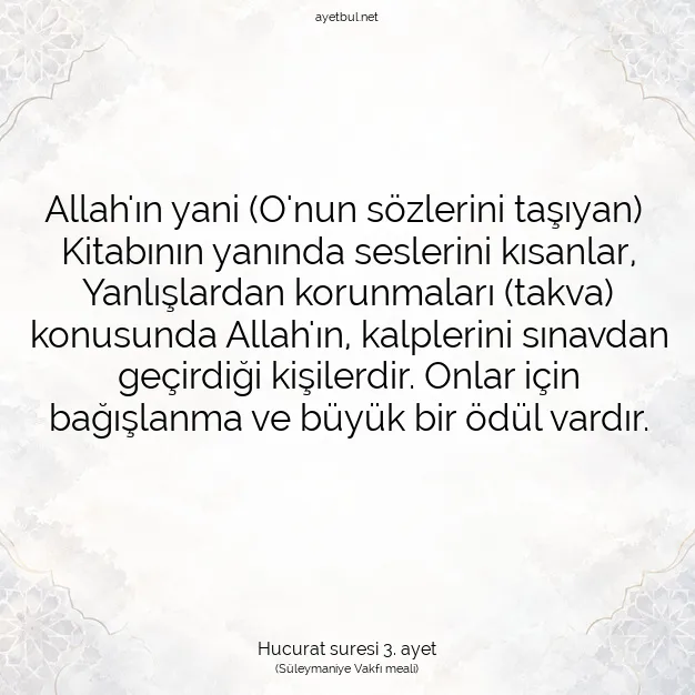 Ayetbul | Kuran Mealleri | Quran | Hucurat suresi 3. ayet