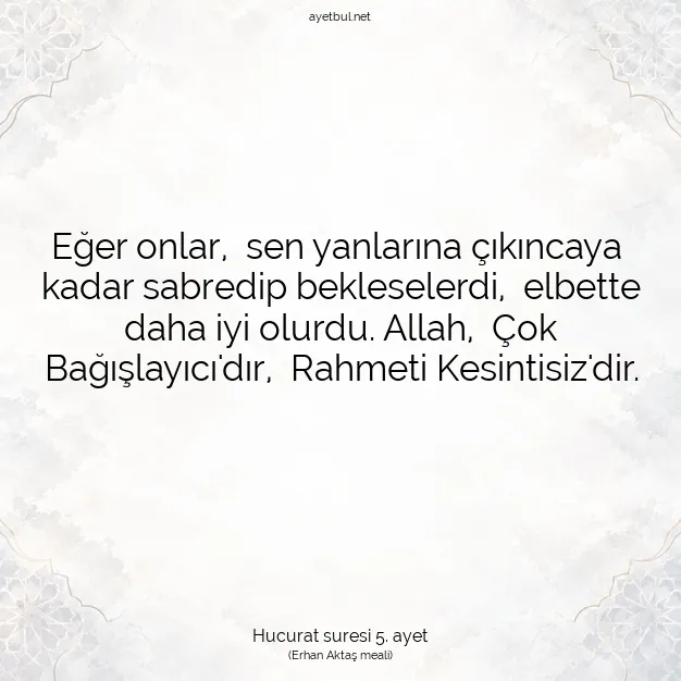Ayetbul | Kuran Mealleri | Quran | Hucurat suresi 5. ayet