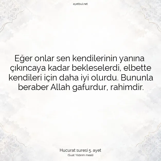 Ayetbul | Kuran Mealleri | Quran | Hucurat suresi 5. ayet