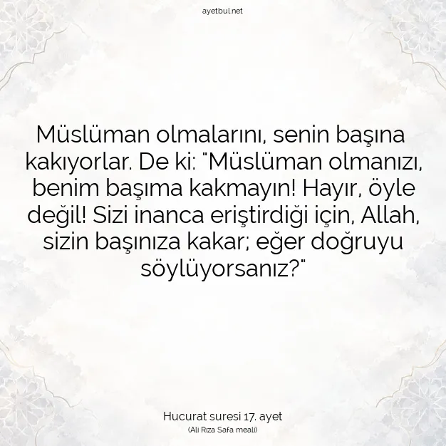 Ayetbul | Kuran Mealleri | Quran | Hucurat suresi 17. ayet