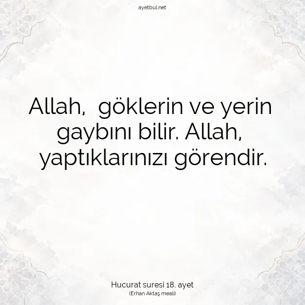 Ayetbul | Kuran Mealleri | Quran | Hucurat suresi 18. ayet