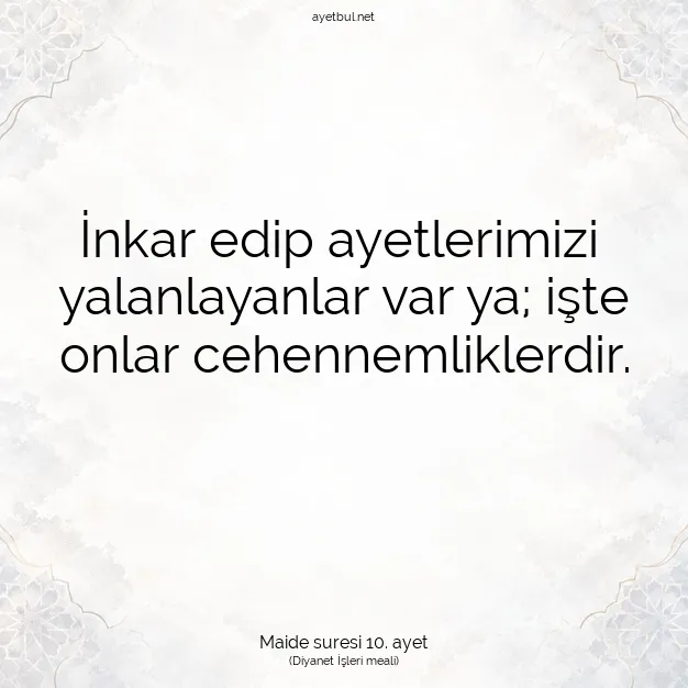 Ayetbul | Kuran Mealleri | Quran | Maide suresi 10. ayet