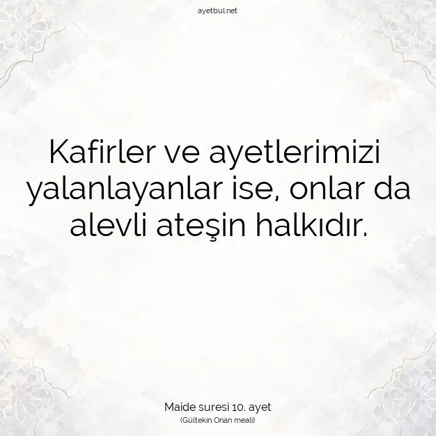 Ayetbul | Kuran Mealleri | Quran | Maide suresi 10. ayet