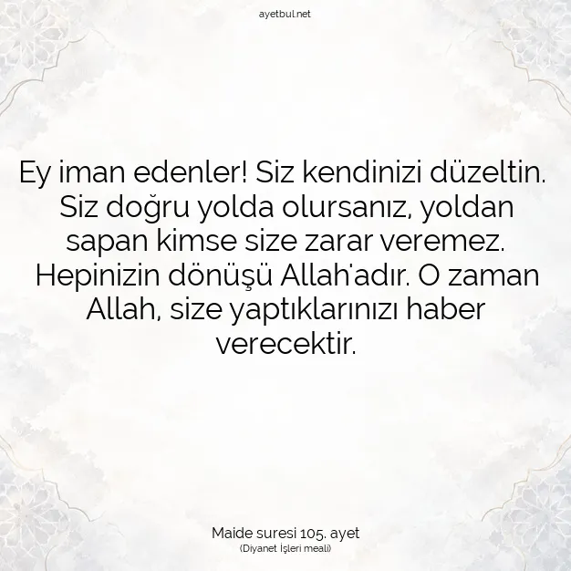 Ayetbul | Kuran Mealleri | Quran | Maide suresi 105. ayet