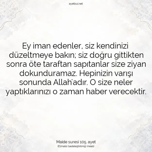 Ayetbul | Kuran Mealleri | Quran | Maide suresi 105. ayet