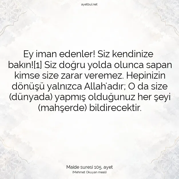 Ayetbul | Kuran Mealleri | Quran | Maide suresi 105. ayet