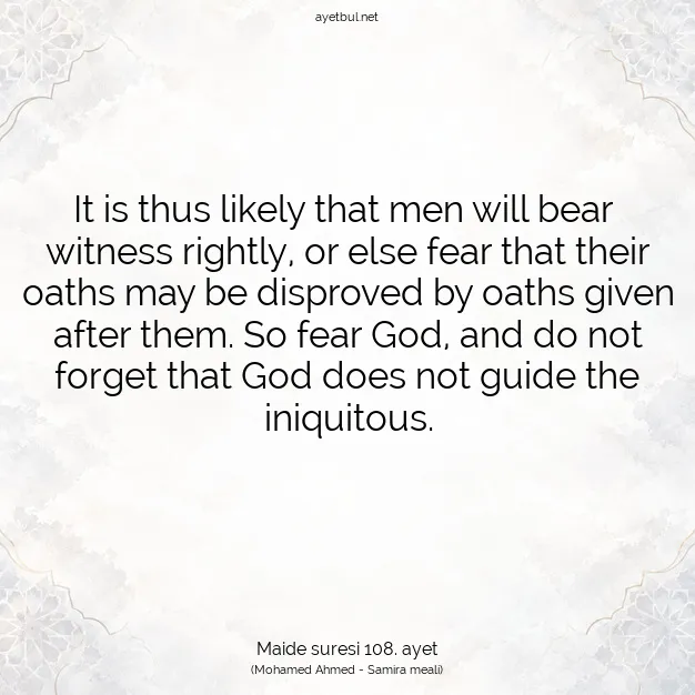 Ayetbul | Kuran Mealleri | Quran | Maide suresi 108. ayet