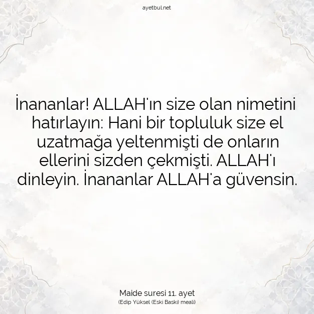 Ayetbul | Kuran Mealleri | Quran | Maide suresi 11. ayet