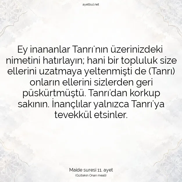 Ayetbul | Kuran Mealleri | Quran | Maide suresi 11. ayet