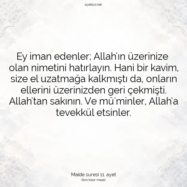 Ayetbul | Kuran Mealleri | Quran | Maide suresi 11. ayet