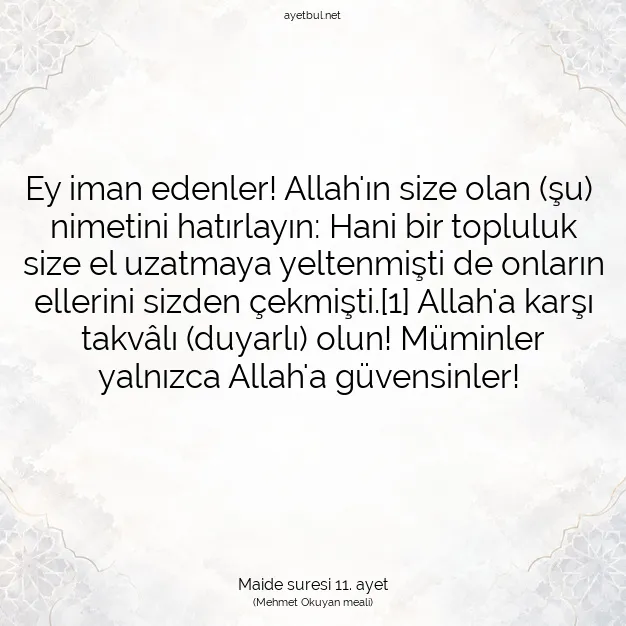 Ayetbul | Kuran Mealleri | Quran | Maide suresi 11. ayet