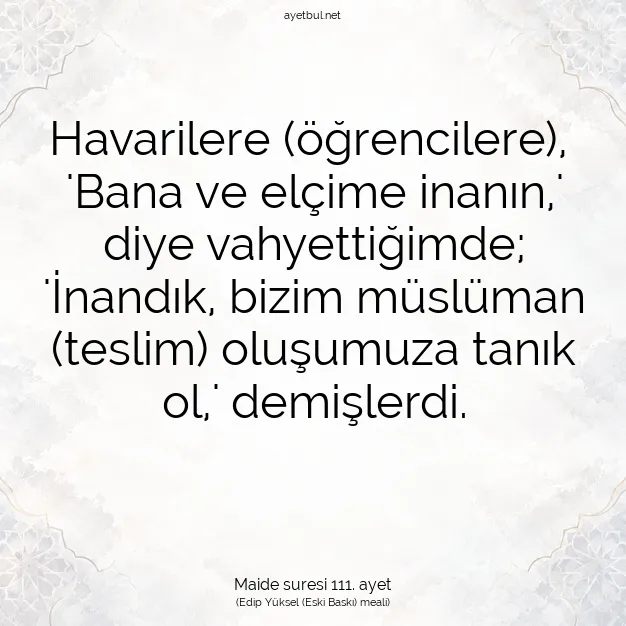 Ayetbul | Kuran Mealleri | Quran | Maide suresi 111. ayet