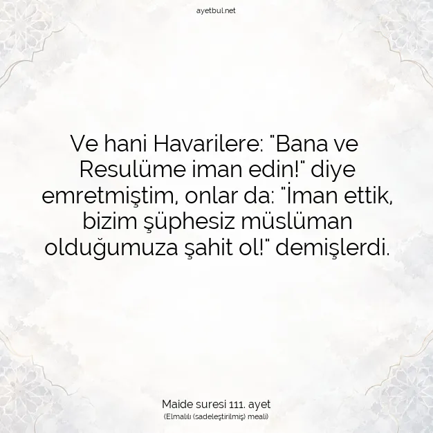 Ayetbul | Kuran Mealleri | Quran | Maide suresi 111. ayet