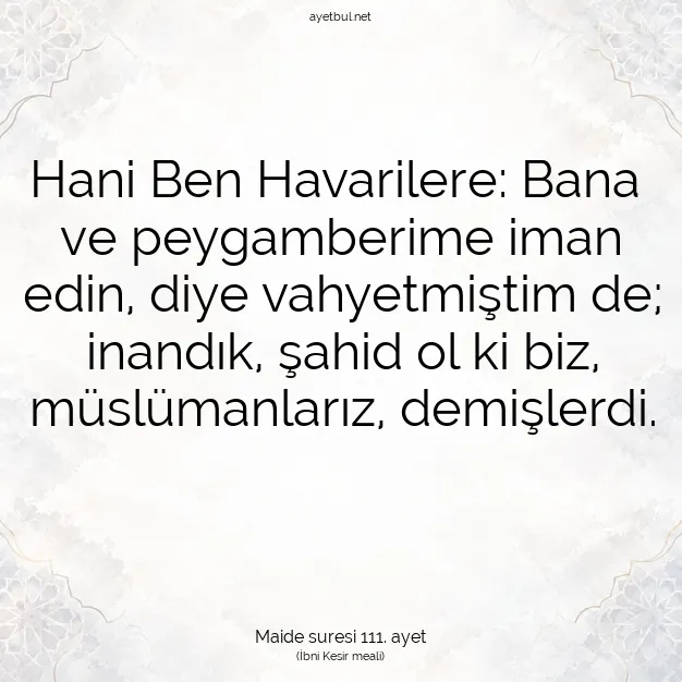 Ayetbul | Kuran Mealleri | Quran | Maide suresi 111. ayet