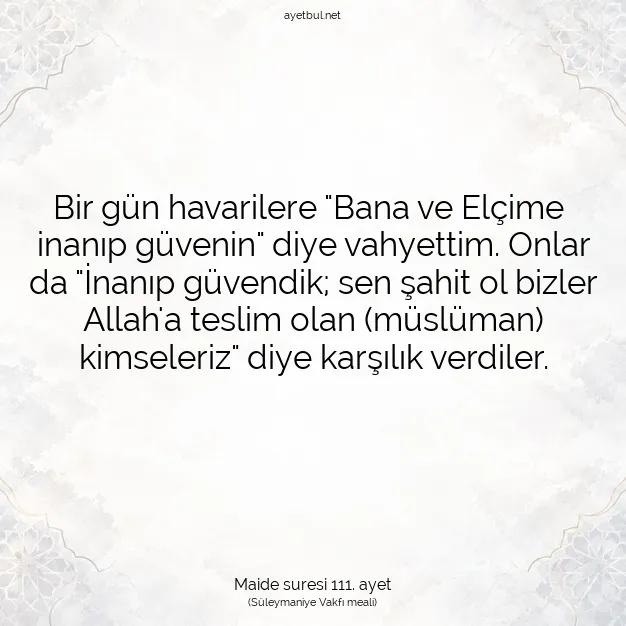 Ayetbul | Kuran Mealleri | Quran | Maide suresi 111. ayet