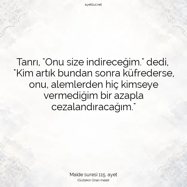 Ayetbul | Kuran Mealleri | Quran | Maide suresi 115. ayet