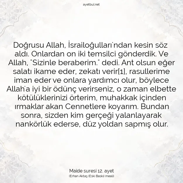 Ayetbul | Kuran Mealleri | Quran | Maide suresi 12. ayet