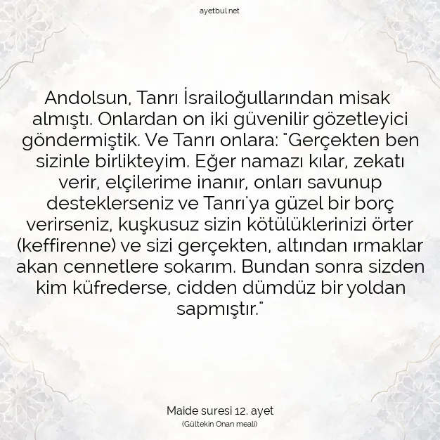 Ayetbul | Kuran Mealleri | Quran | Maide suresi 12. ayet